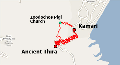 kamari thera mapa
